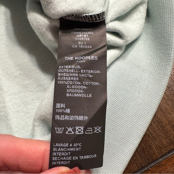THE KOOPLES Paris Graphic Logo Hoodie Sage Green EU 1 Made in Portugal NWT - Picture 7 of 10